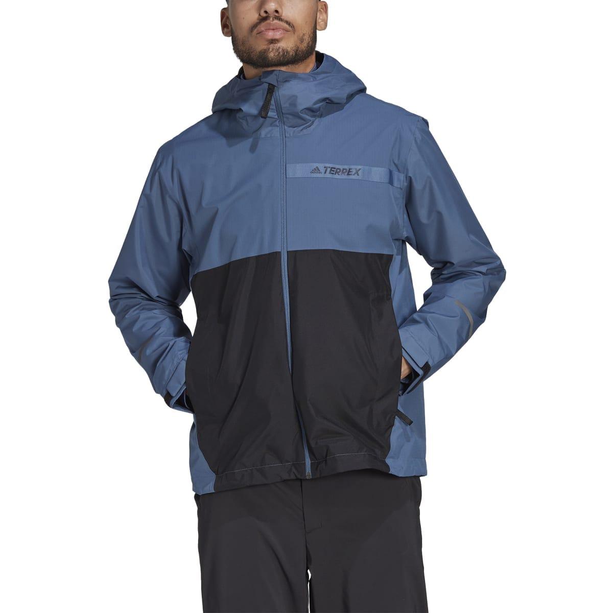 Black-Blue - Back - Adidas Mens Terrex multi 2 Layer Raincoat