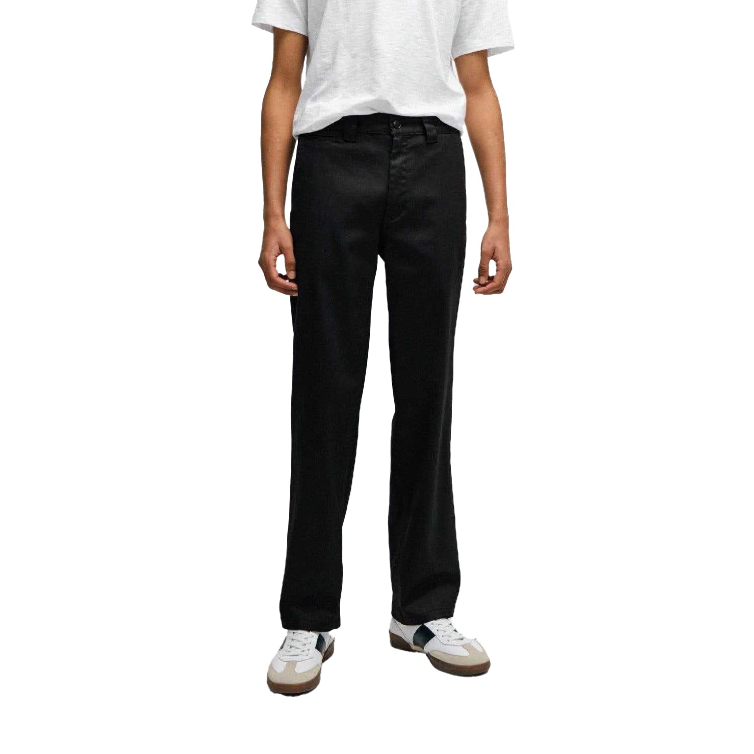 Black - Side - Boss Mens Statum Straight Trousers