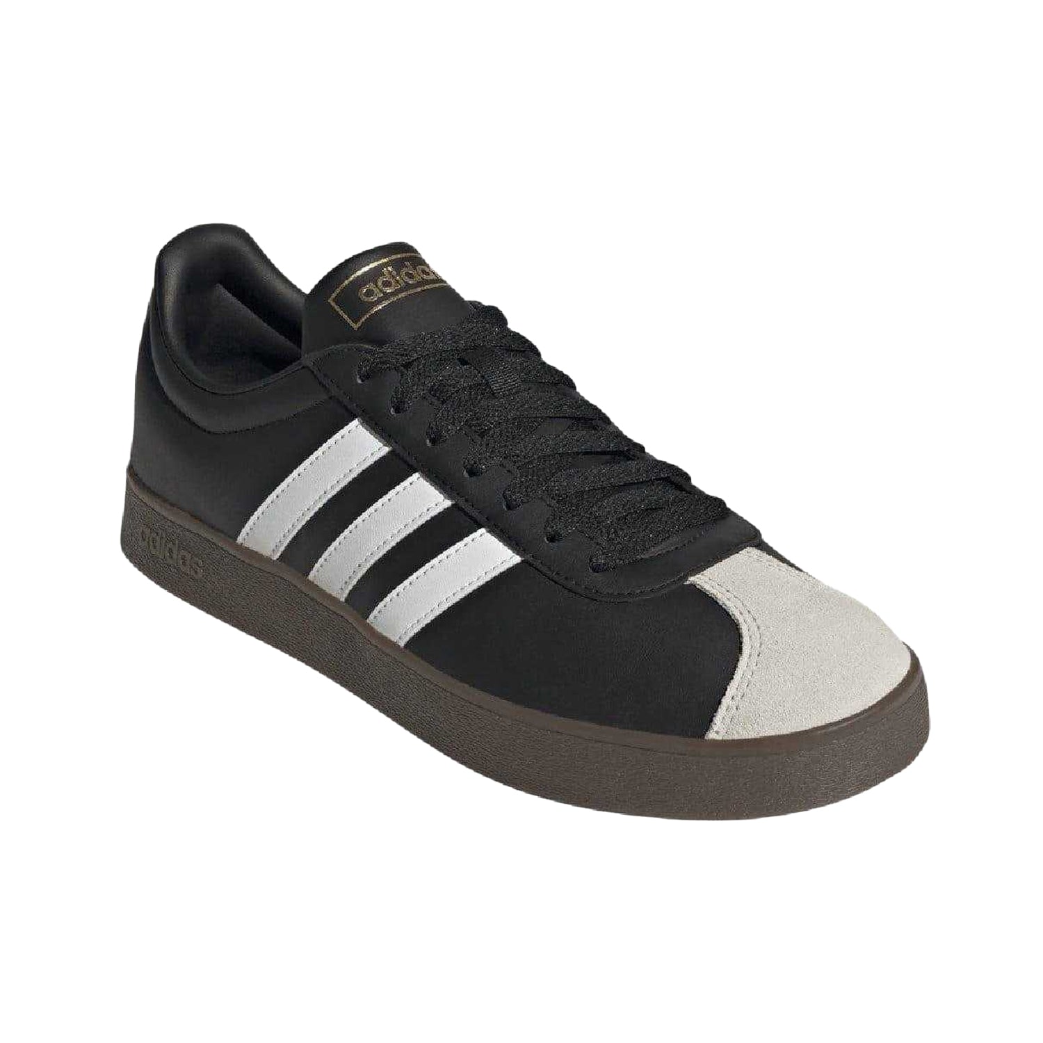 Black - Front - Adidas Unisex Adult VL Court 2.0 Suede Trainers