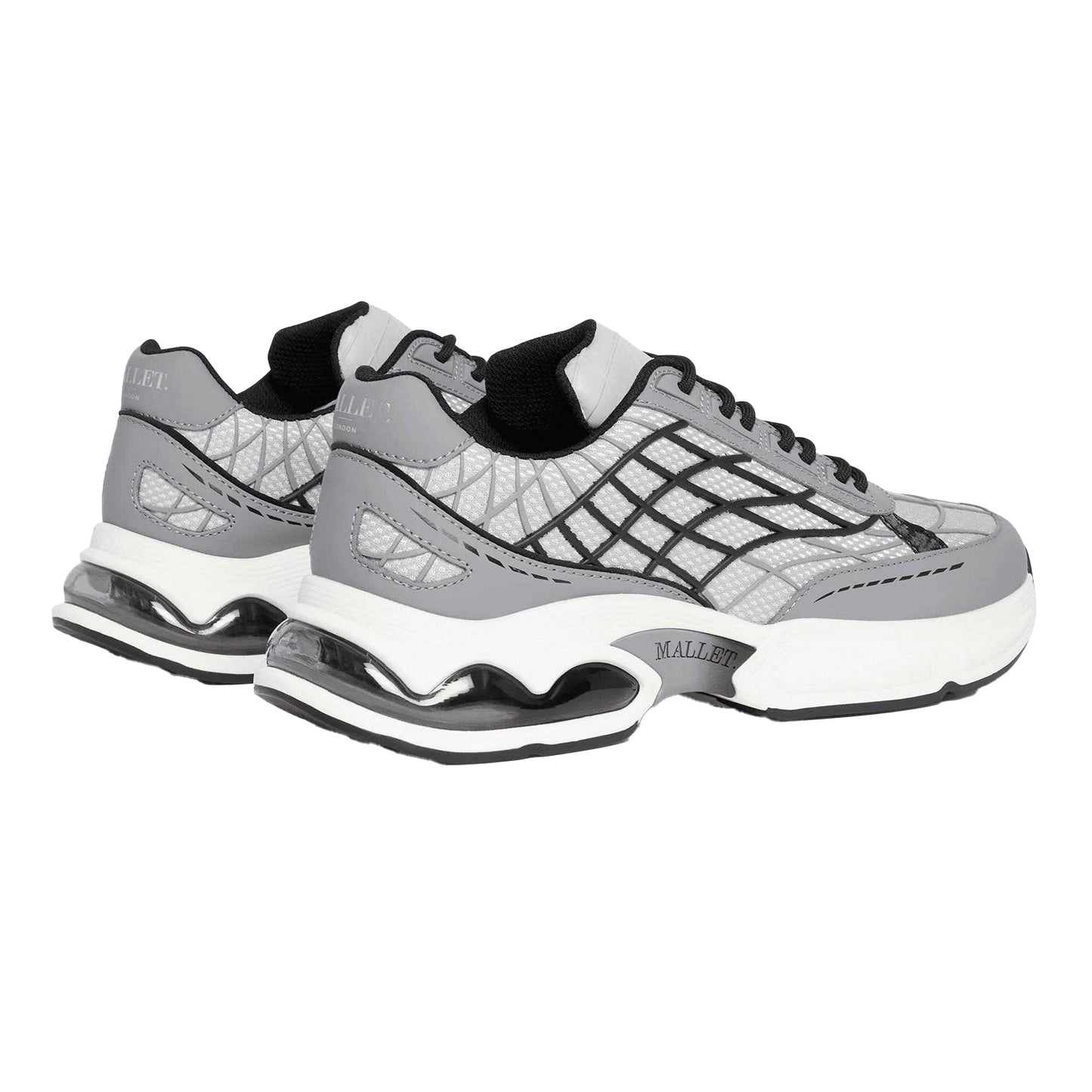 Grey - Back - Mallet Mens Neptune Leather Trainers