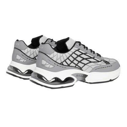 Grey - Back - Mallet Mens Neptune Leather Trainers