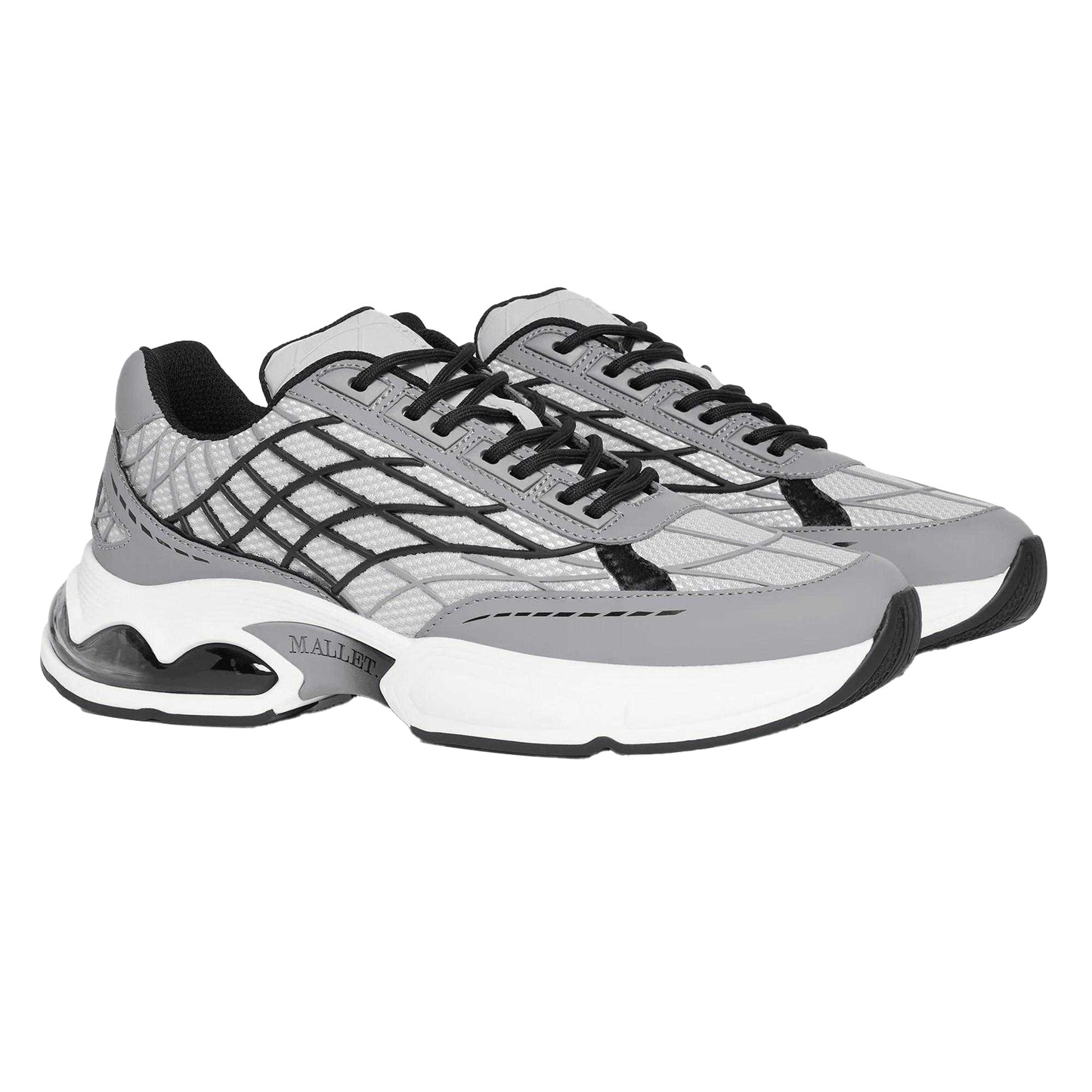 Grey - Front - Mallet Mens Neptune Leather Trainers