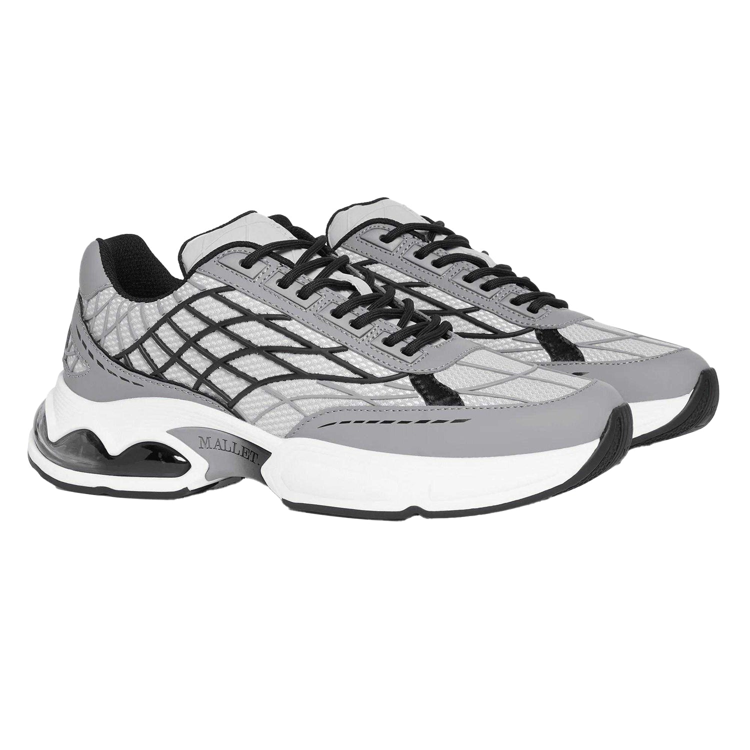 Grey - Front - Mallet Mens Neptune Leather Trainers