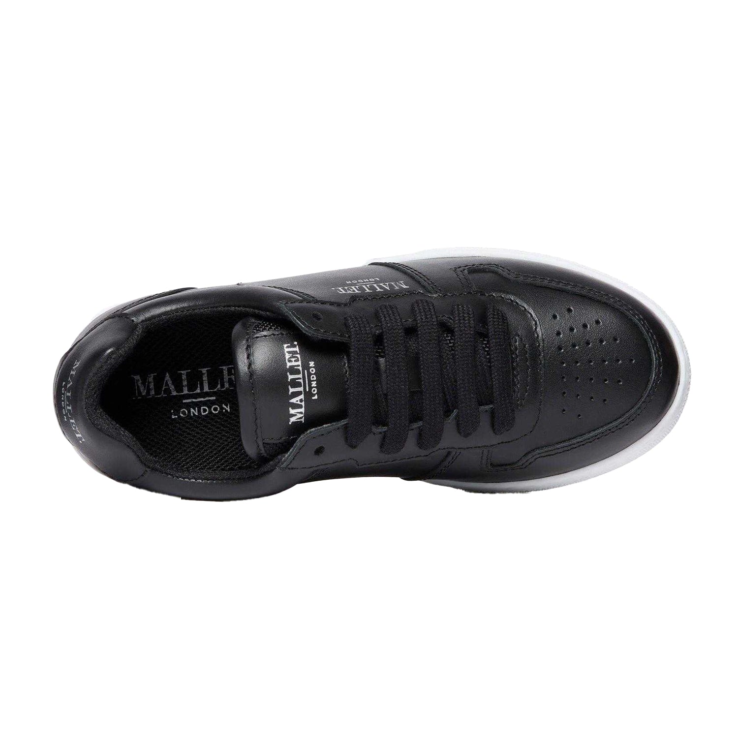 Black - Side - Mallet Childrens-Kids Bentham Leather Trainers