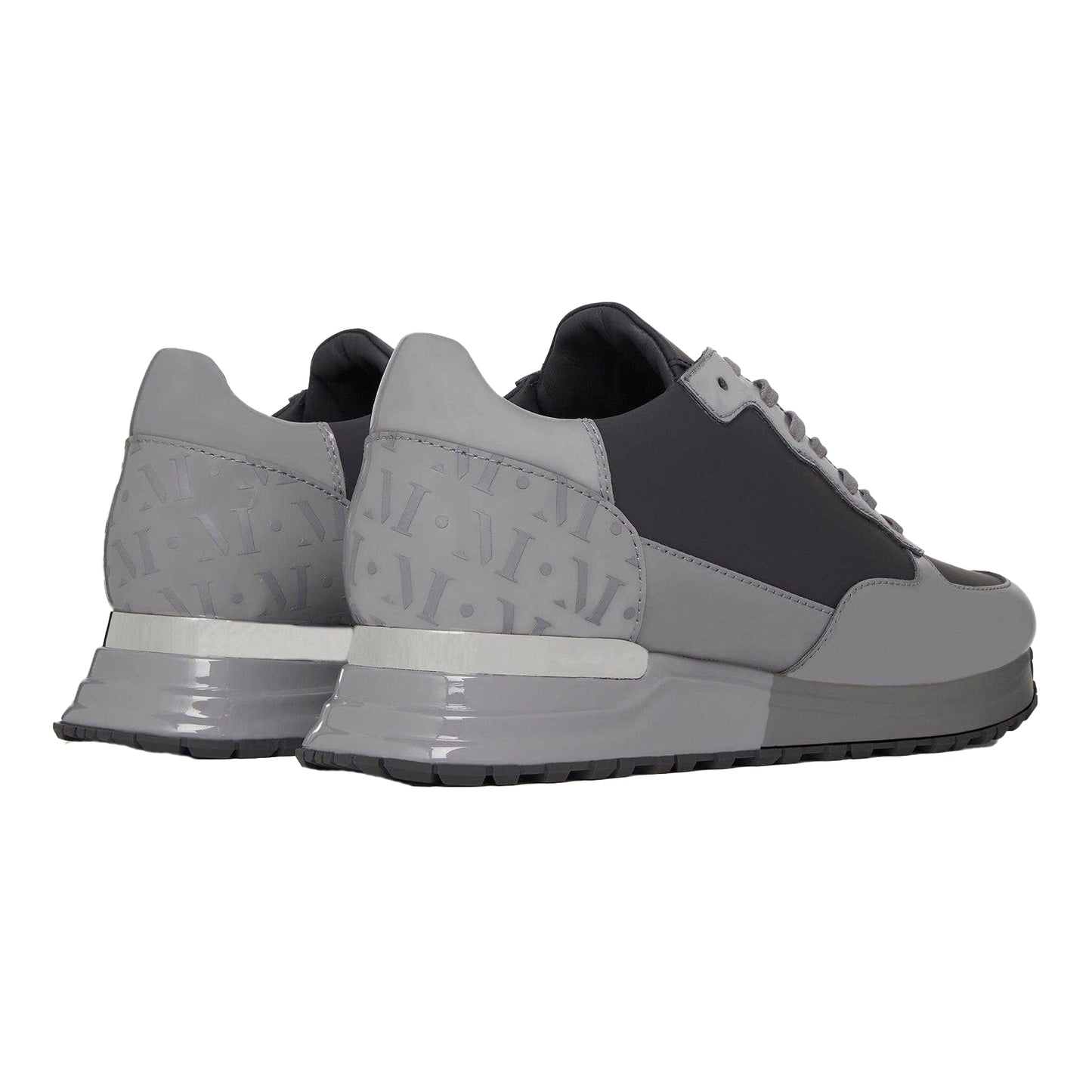 Grey-Black - Back - Mallet Mens Popham Suede Trainers