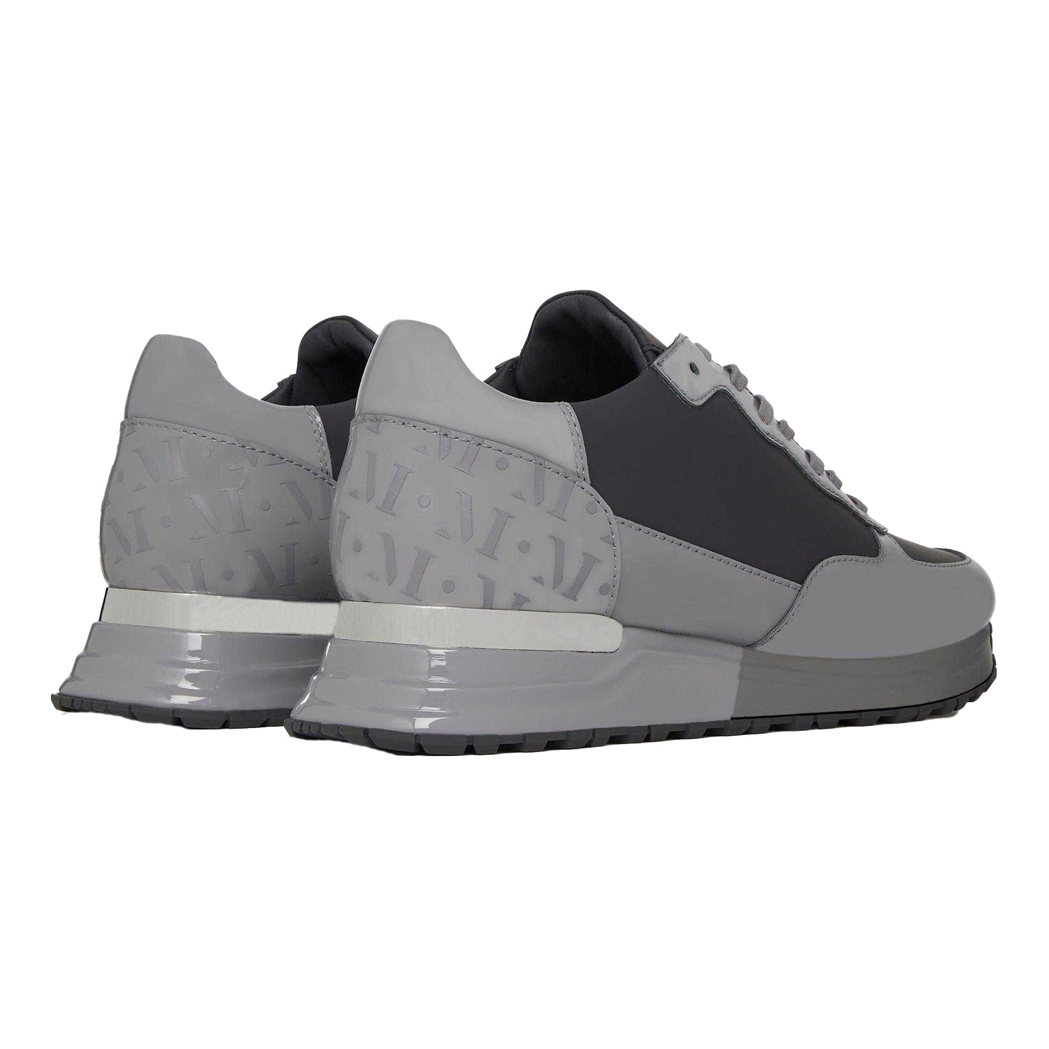 Grey-Black - Back - Mallet Mens Popham Suede Trainers