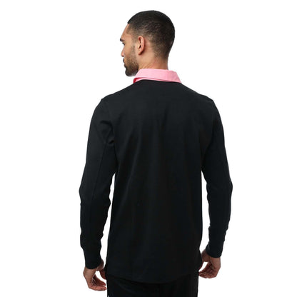 Black - Back - Adidas Mens Inter Miami CF Long-Sleeved Travel Polo Shirt