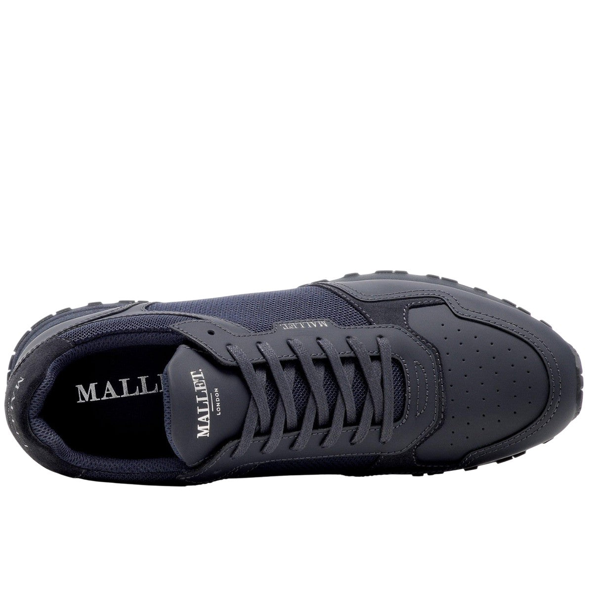 Navy - Side - Mallet Mens Lowman Leather Trainers