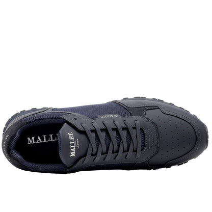 Navy - Side - Mallet Mens Lowman Leather Trainers