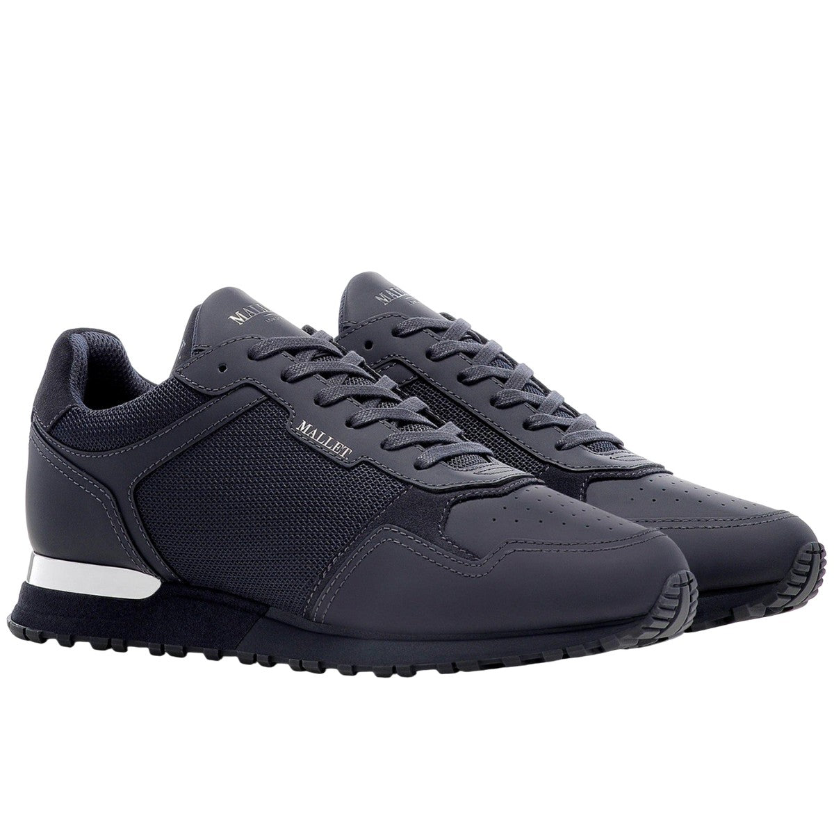 Navy - Front - Mallet Mens Lowman Leather Trainers