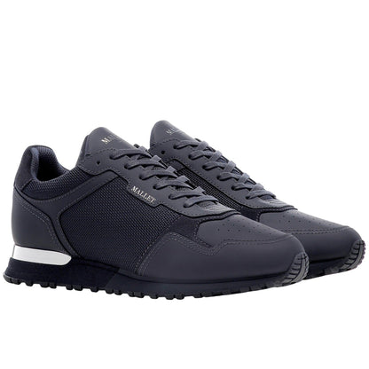 Navy - Front - Mallet Mens Lowman Leather Trainers