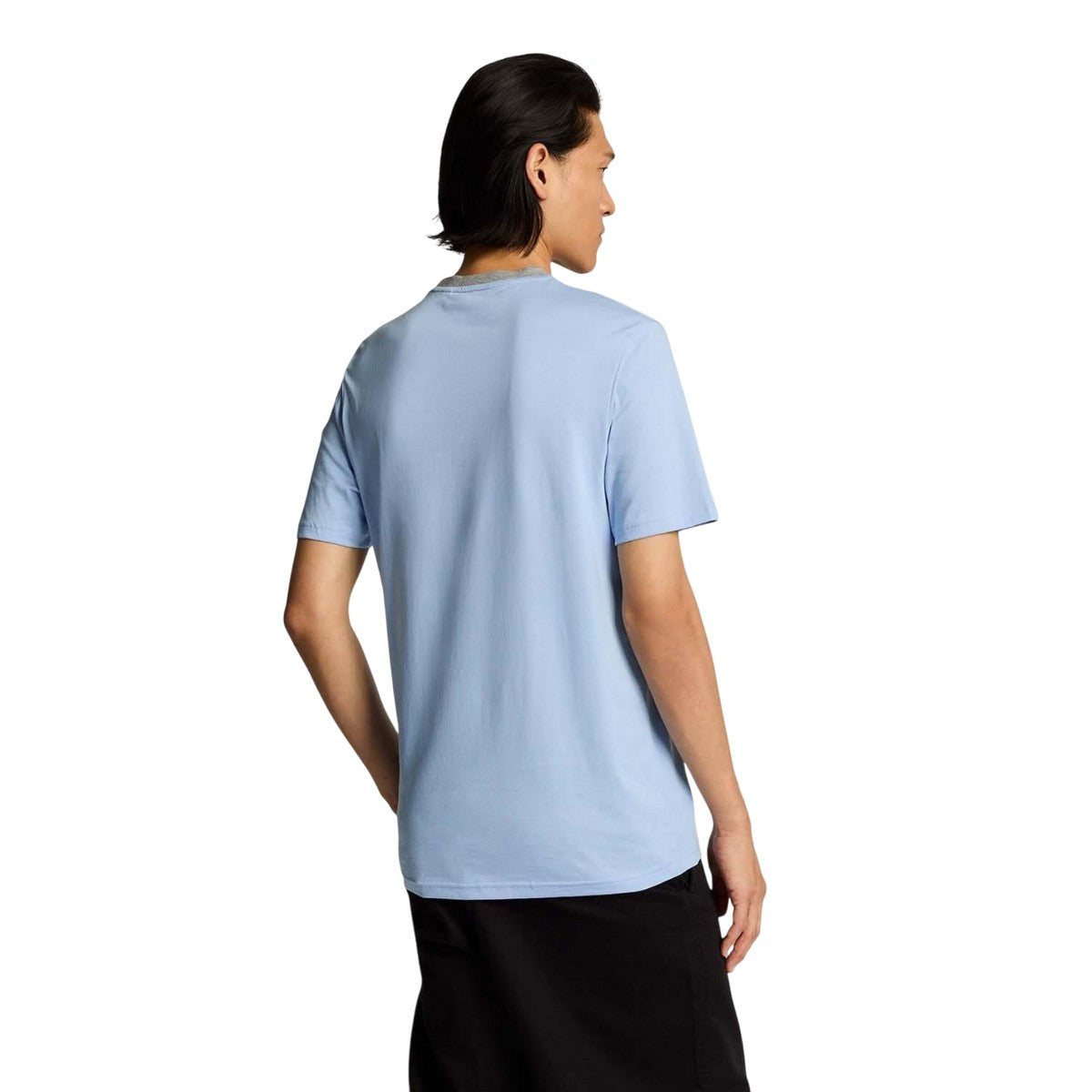 Blue - Back - Lyle & Scott Mens Superfine Contrast Collar T-Shirt
