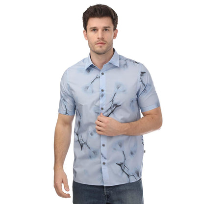Sky - Front - Ted Baker Mens Lousho Large Floral Shirt