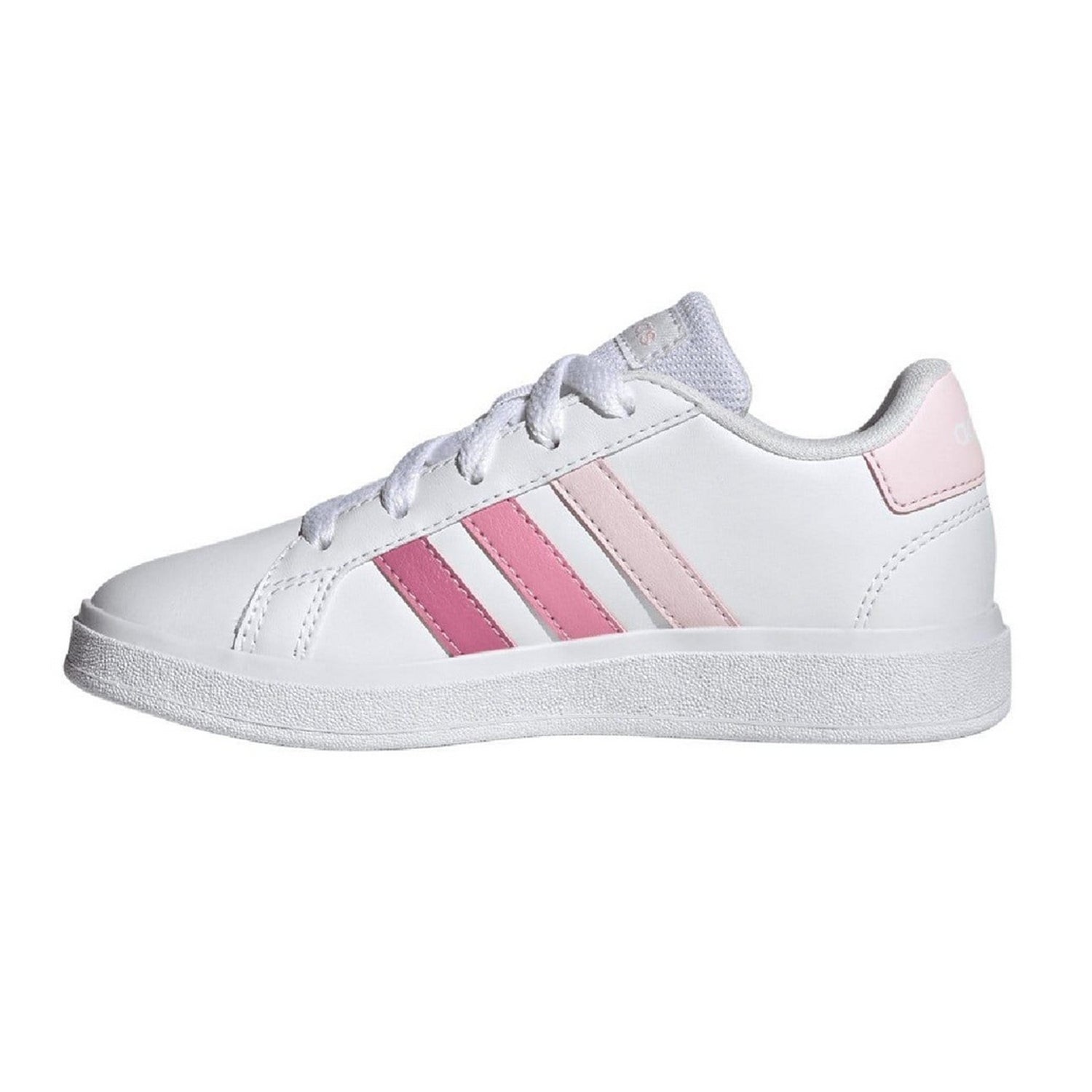 Pink - Side - Adidas Childrens-Kids Grand Court 2.0 Synthetic Leather Trainers