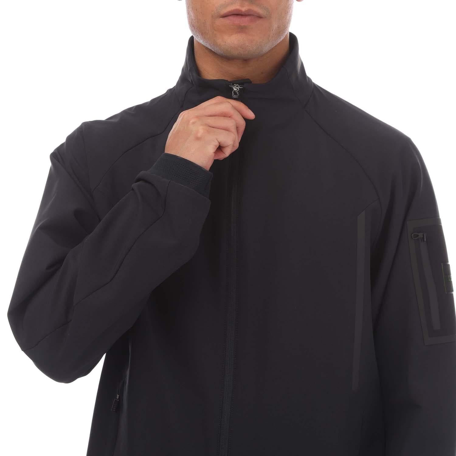 Dark Blue - Side - Boss Mens Zipped Athletic Track Jacket