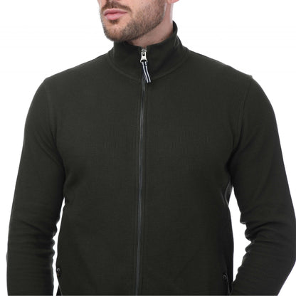 Khaki Green - Side - Mercery Mens Amonwoods Waffle Full Zip Sweatshirt
