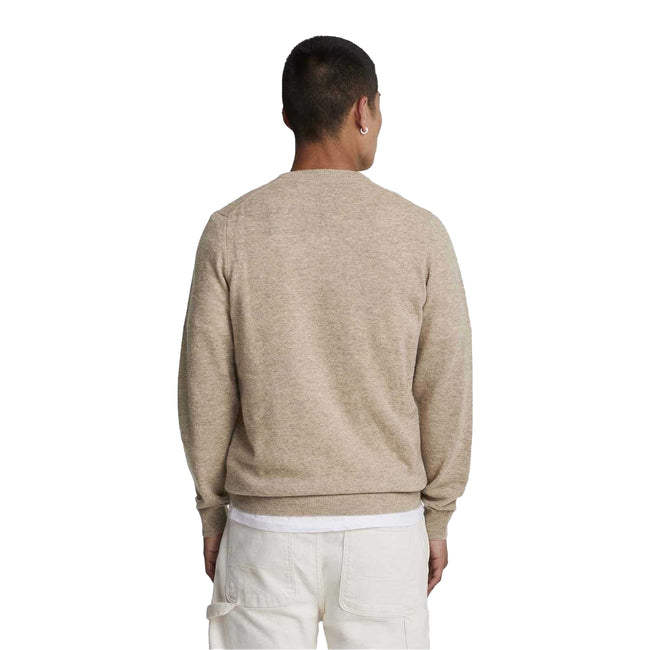 Brown - Back - Lyle & Scott Mens Lambswool Round Neck Jumper