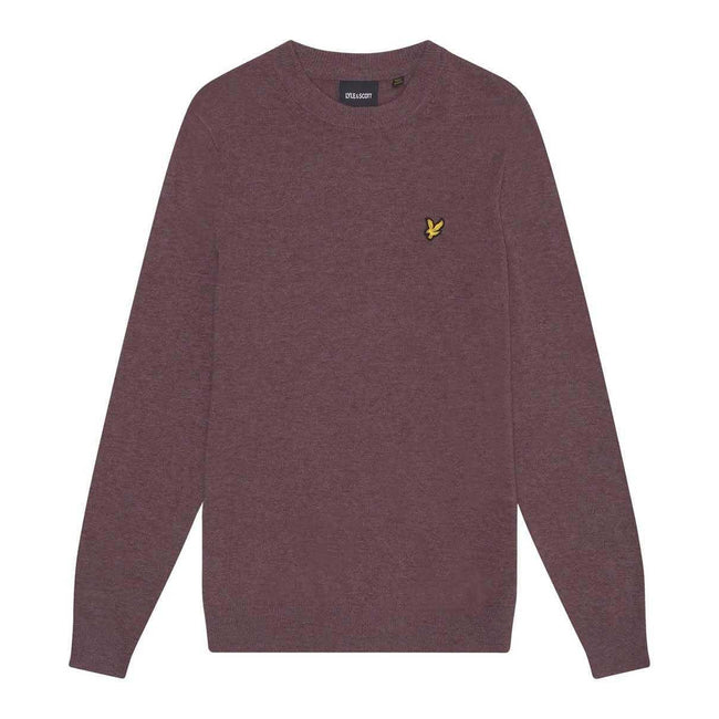 Purple - Front - Lyle & Scott Mens Lambswool Round Neck Jumper