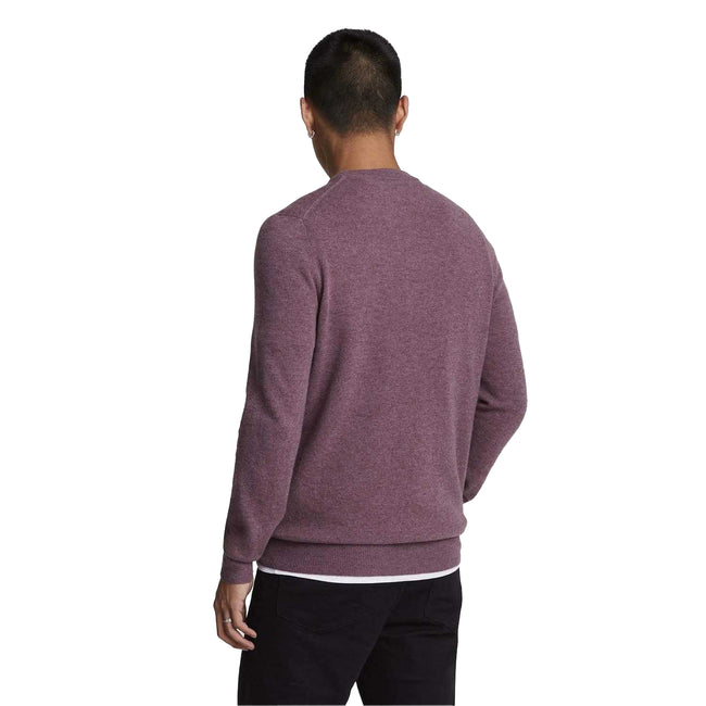 Purple - Back - Lyle & Scott Mens Lambswool Round Neck Jumper