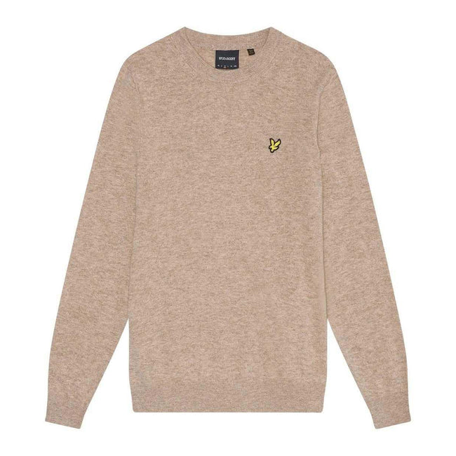 Brown - Front - Lyle & Scott Mens Lambswool Round Neck Jumper