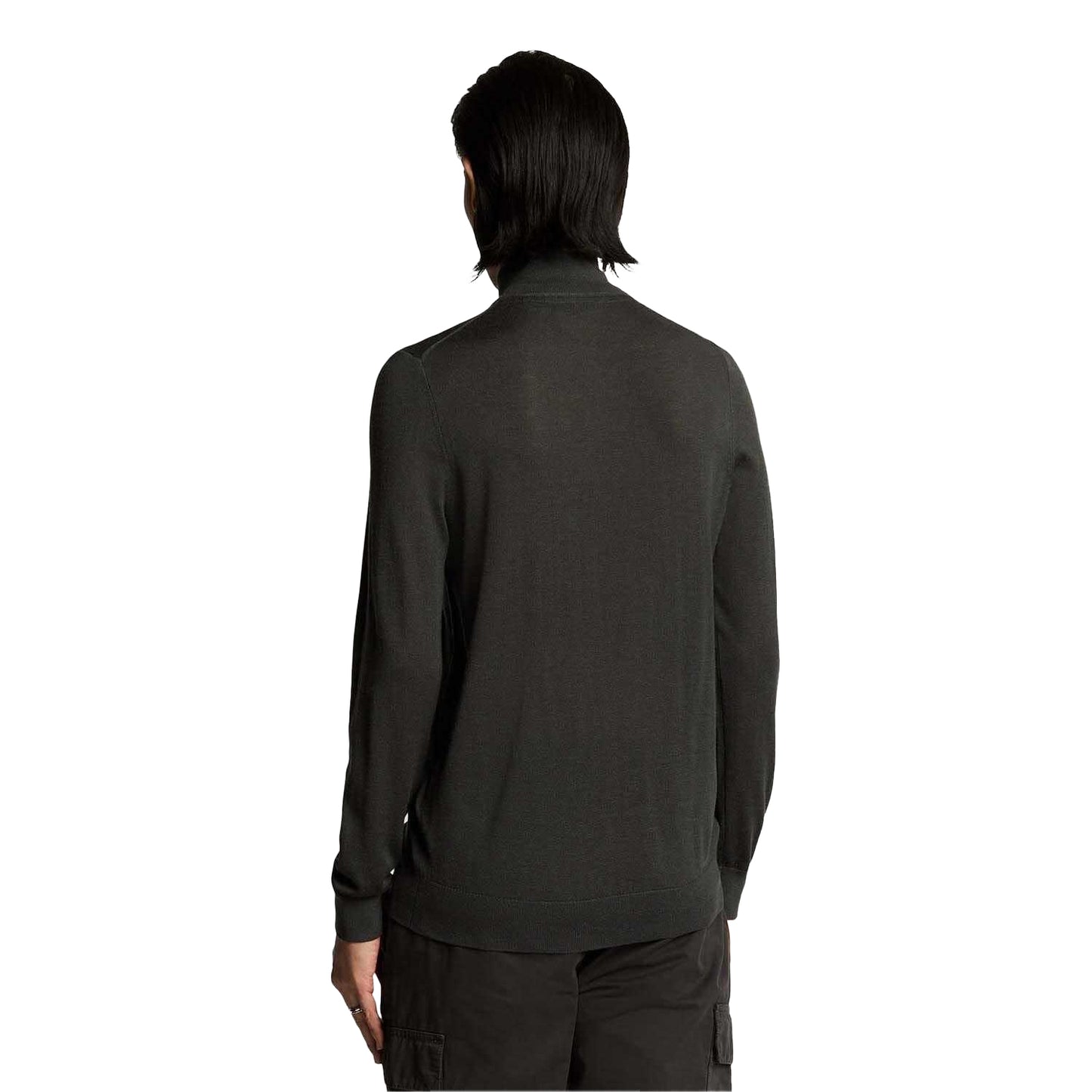 Grey - Back - Lyle & Scott Mens Eagle Merino Tonal Quarter Zip Jumper