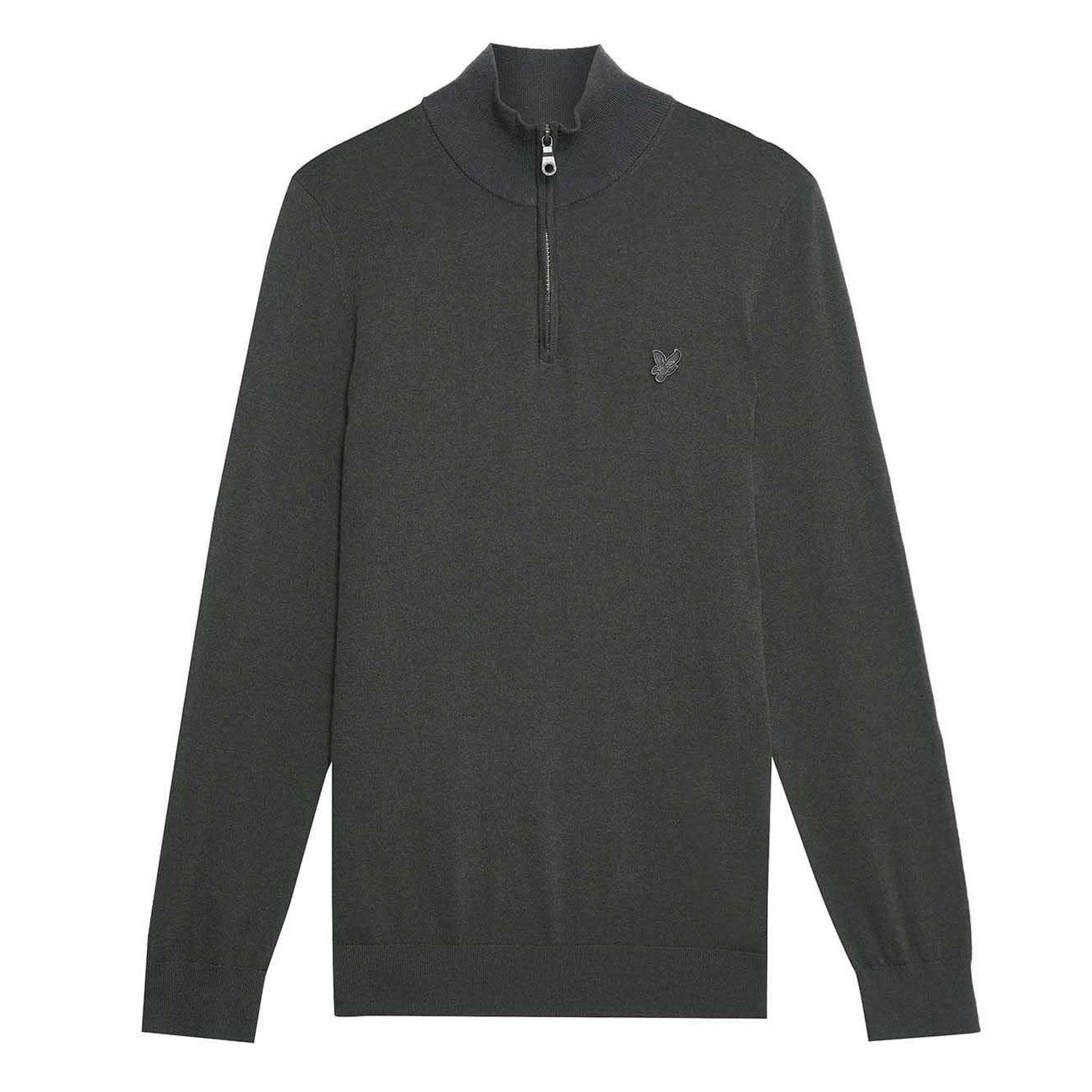 Grey - Front - Lyle & Scott Mens Eagle Merino Tonal Quarter Zip Jumper