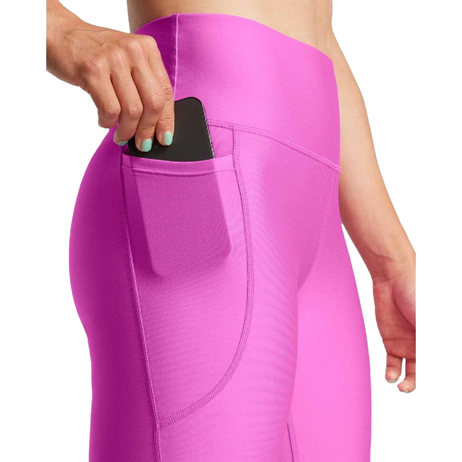 Pink - Side - Under Armour Womens-Ladies Ankle Length High Rise Leggings