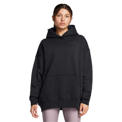 Black - Side - Under Armour Womens-Ladies Ultra Icons Fleece Oversized Hoodie