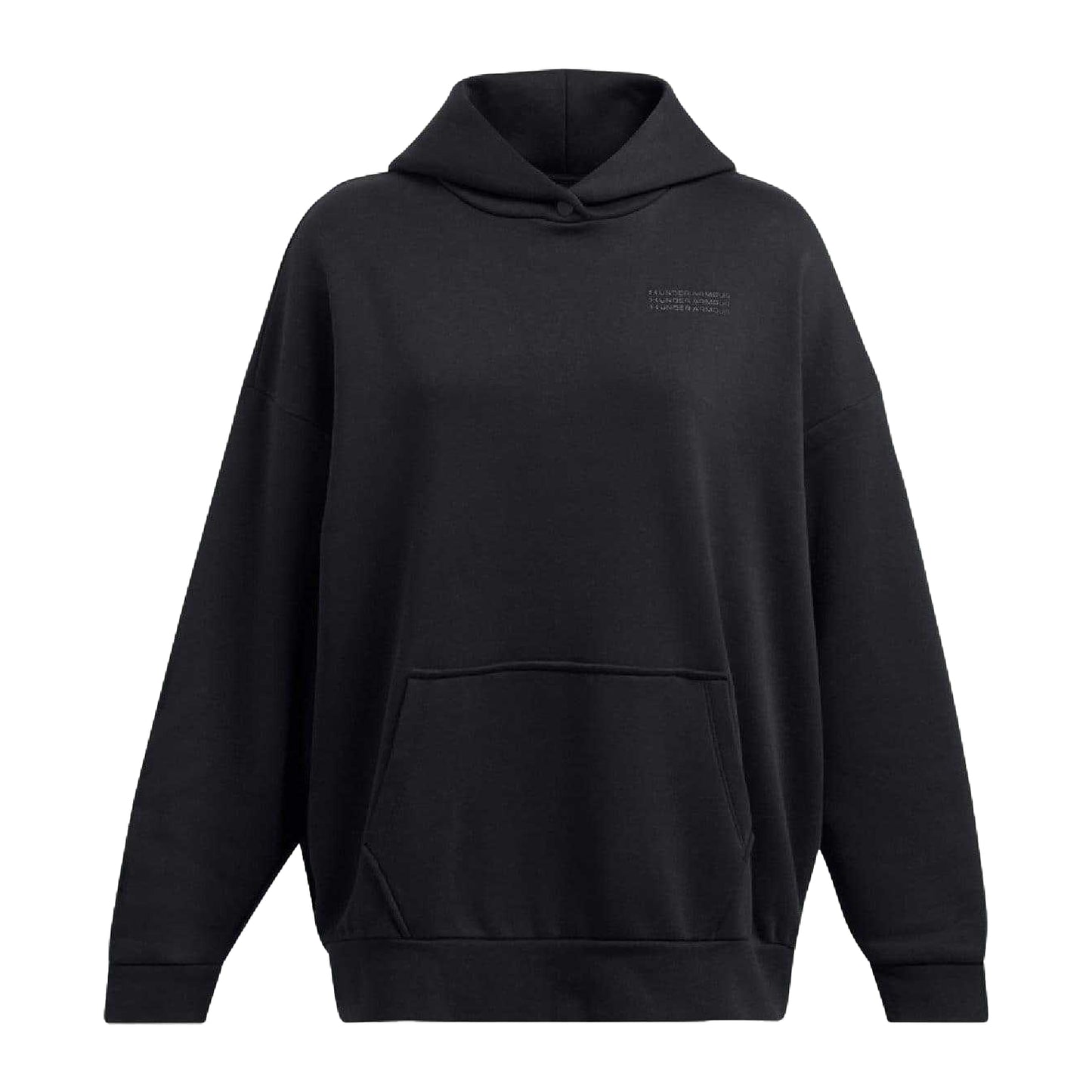 Black - Front - Under Armour Womens-Ladies Ultra Icons Fleece Oversized Hoodie