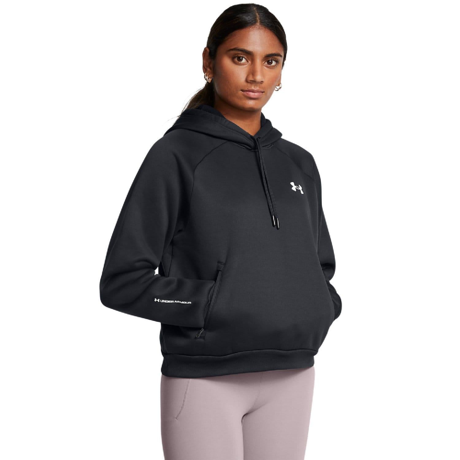 Black - Side - Under Armour Womens-Ladies Pro Fleece Hoodie
