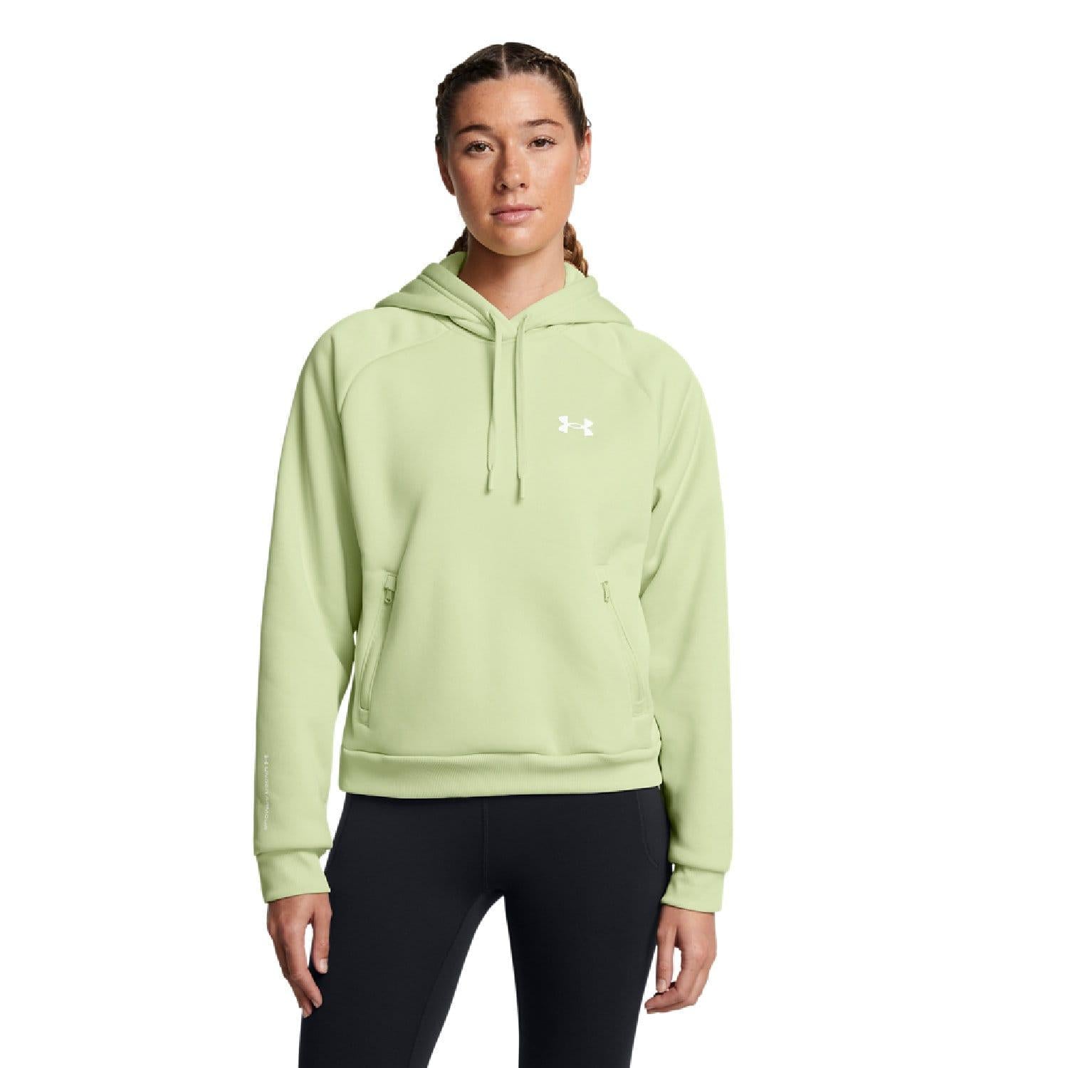 Green - Side - Under Armour Womens-Ladies Pro Fleece Hoodie