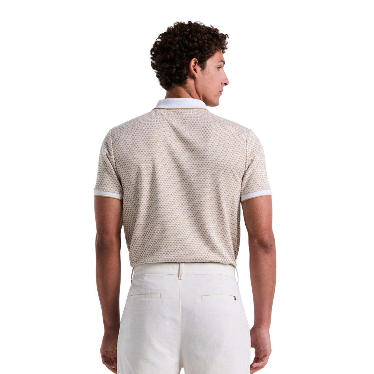 Cream - Back - Original Penguin Mens Mini Jacquard Polo Shirt