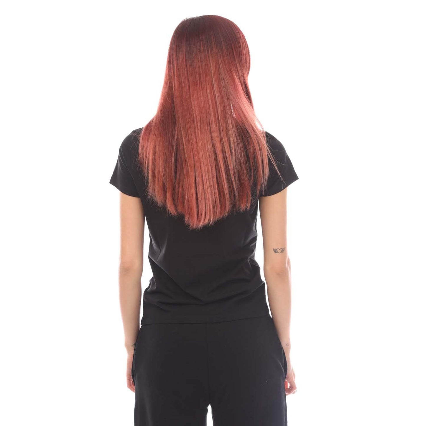 Black - Back - Boss Womens-Ladies Eventsa4 Leather Logo Regular T-Shirt
