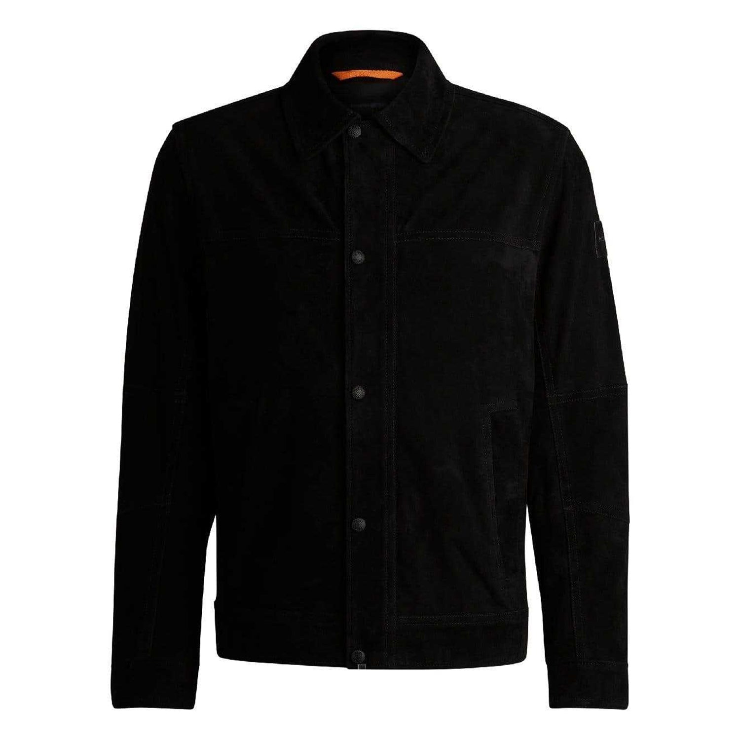Black - Front - Boss Mens Jomister Suede Bomber Jacket