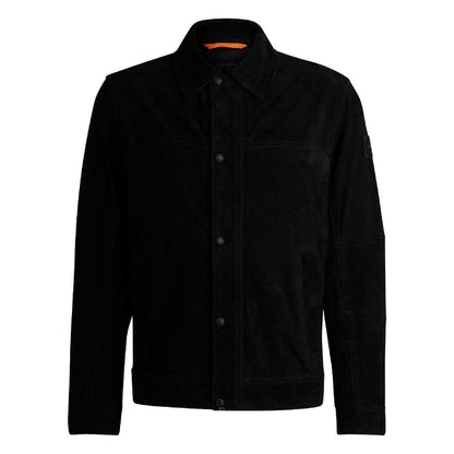 Black - Front - Boss Mens Jomister Suede Bomber Jacket