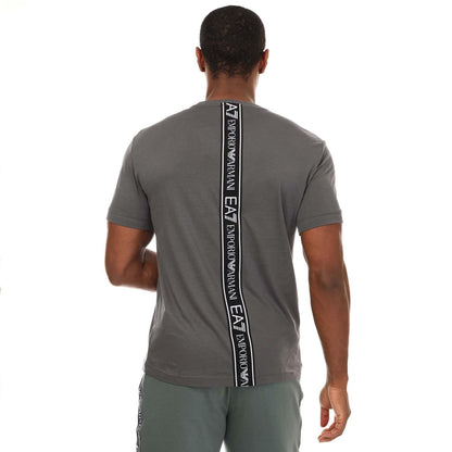 Grey - Back - Emporio Armani Mens Series Logo Cotton T-Shirt
