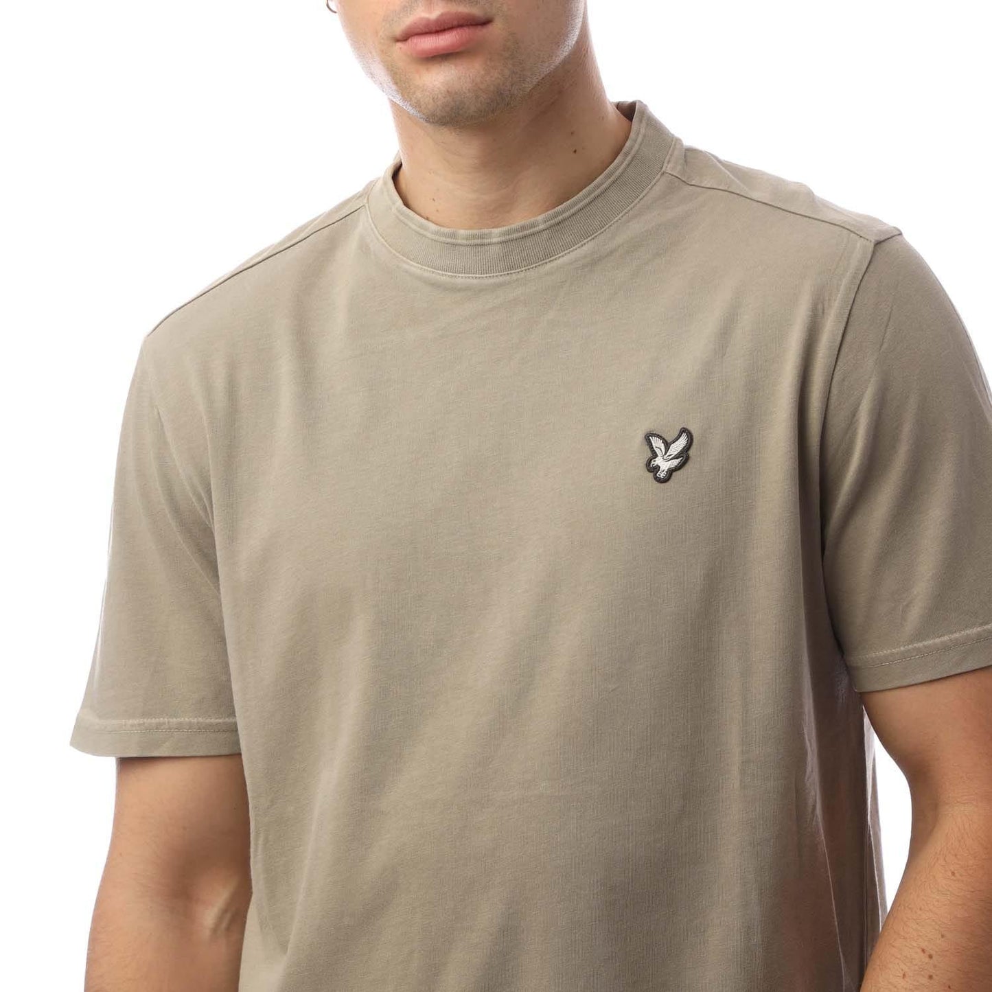 Beige - Side - Lyle & Scott Mens Natural Dyed Crew Neck T-Shirt