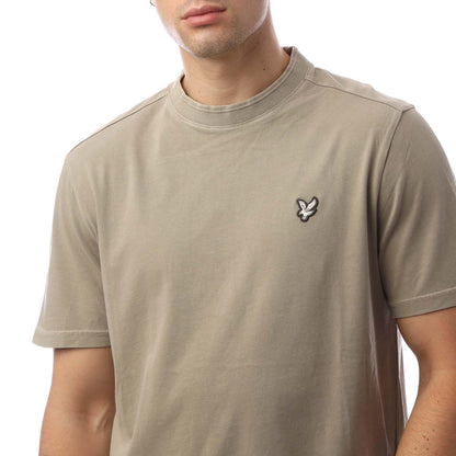 Beige - Side - Lyle & Scott Mens Natural Dyed Crew Neck T-Shirt