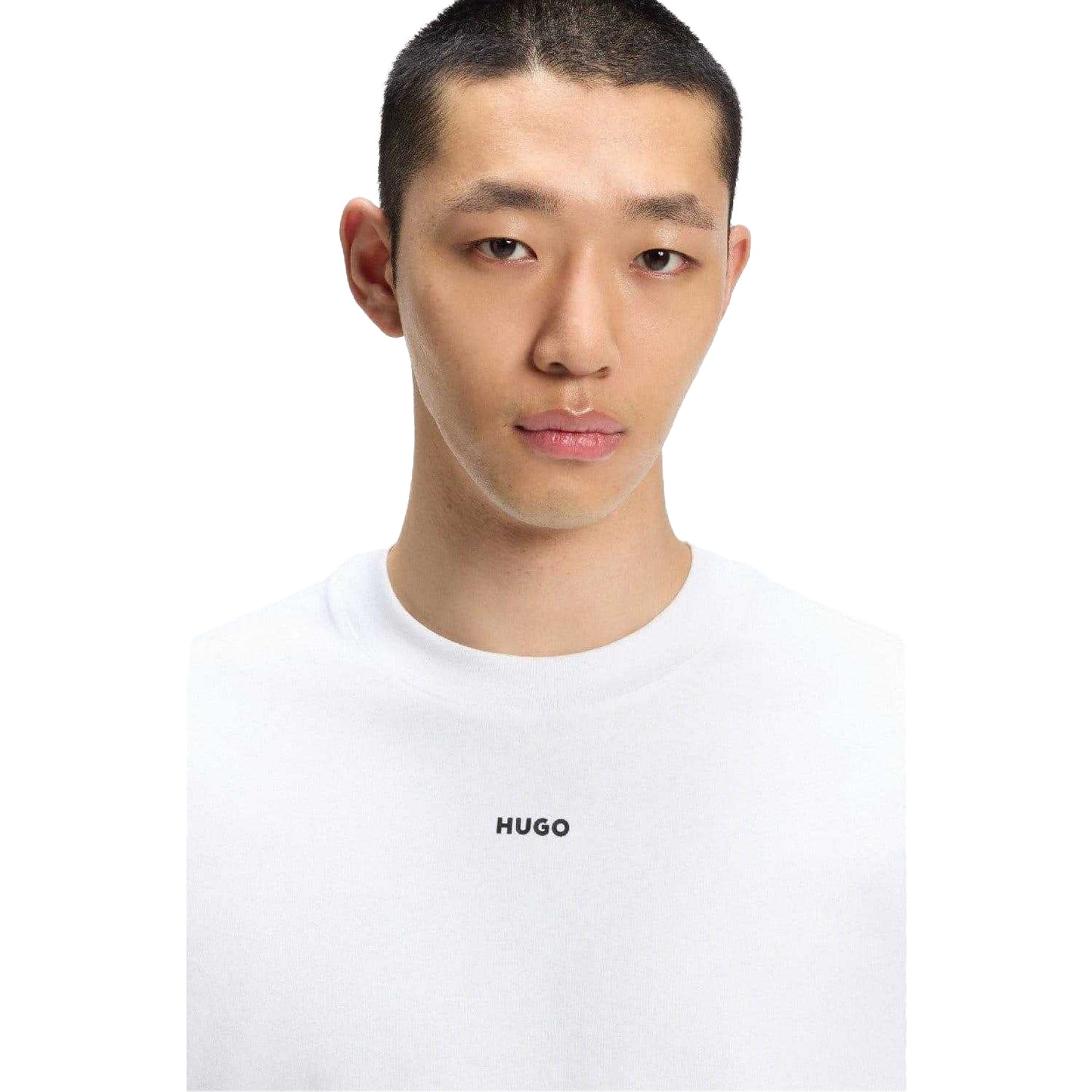 White - Lifestyle - Hugo Mens Dapolino Print Logo T-Shirt