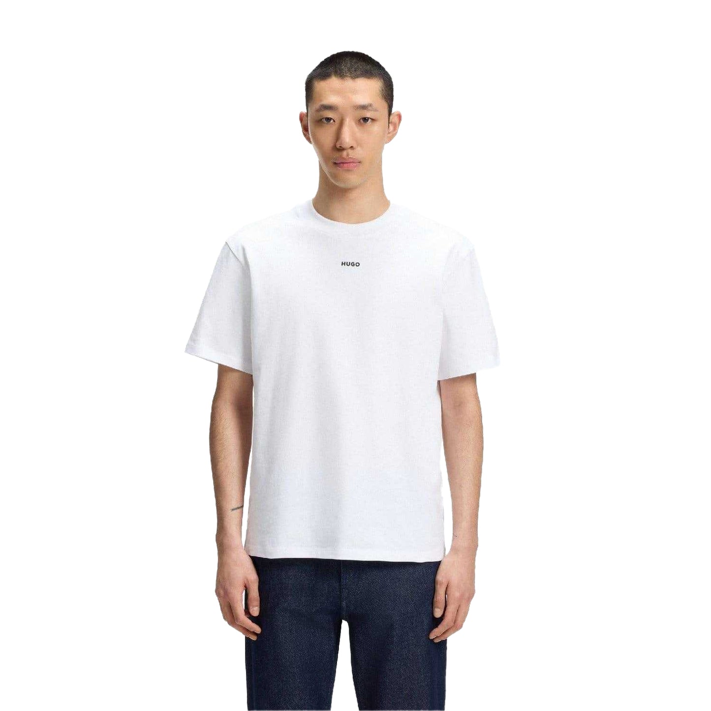 White - Pack Shot - Hugo Mens Dapolino Print Logo T-Shirt