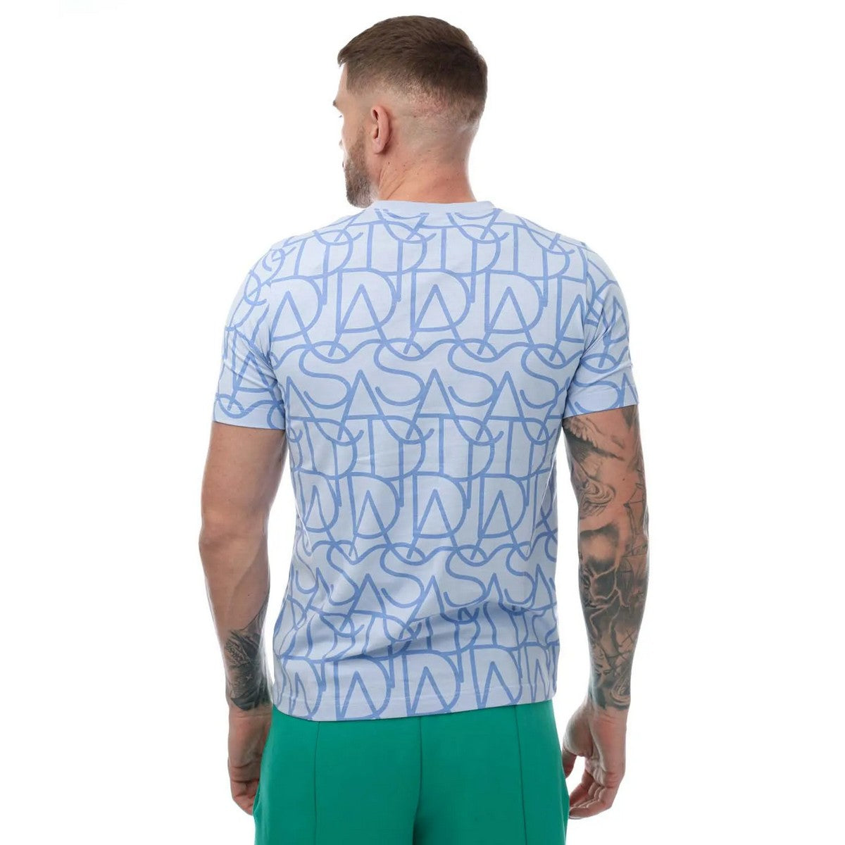 Blue - Back - Adidas Mens Script T-Shirt
