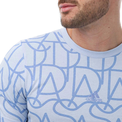 Blue - Side - Adidas Mens Script T-Shirt