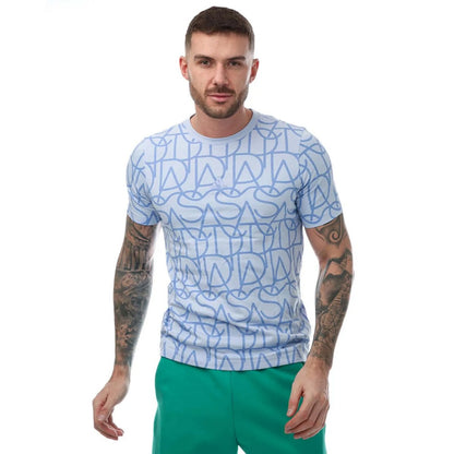 Blue - Front - Adidas Mens Script T-Shirt