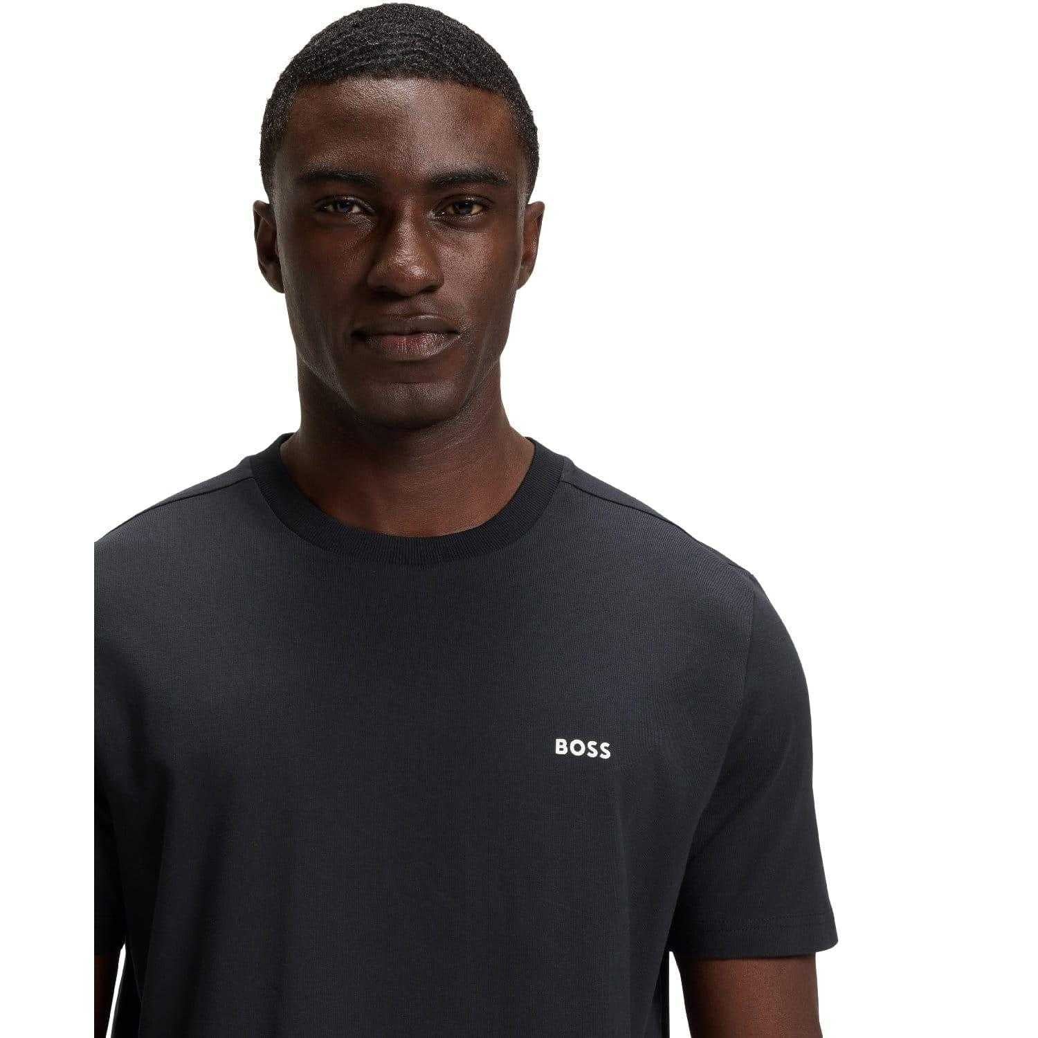 Dark Blue - Side - Boss Mens Contrast Logo T-Shirt