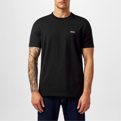 Black - Front - Boss Mens Contrast Logo T-Shirt