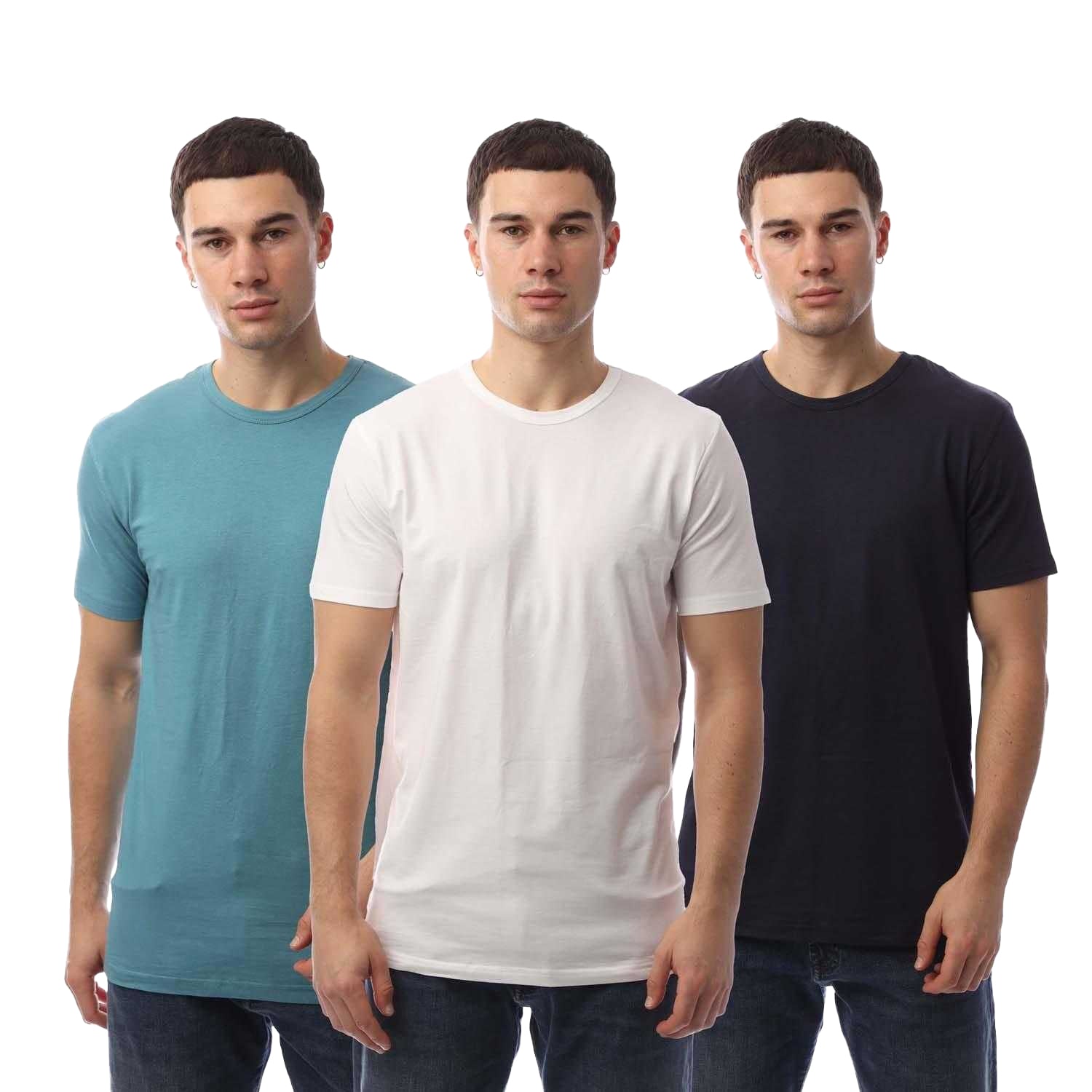 Blue-White-Black - Front - Lyle & Scott Mens Basic T-Shirt (Pack of 3)