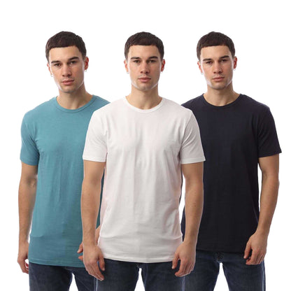 Blue-White-Black - Front - Lyle & Scott Mens Basic T-Shirt (Pack of 3)