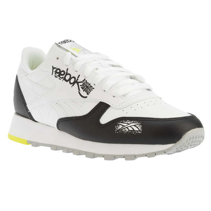 White-Black - Front - Reebok Mens Classic Leather Shoes