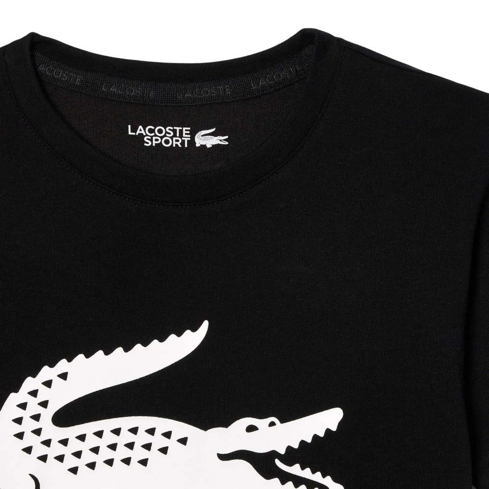 Black - Side - Lacoste Childrens-Kids Oversized Logo Tennis T-Shirt