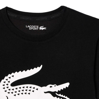Black - Side - Lacoste Childrens-Kids Oversized Logo Tennis T-Shirt